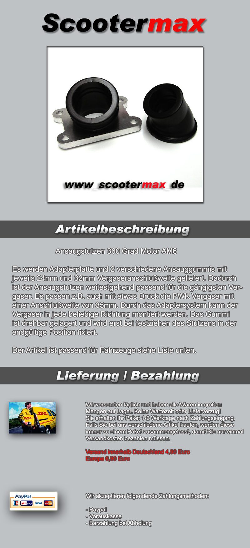 Racing-Ansaugstutzen Für Minarelli AM6 – Passend Für 24mm & 32mm Vergaser, Ideal Für Tuning